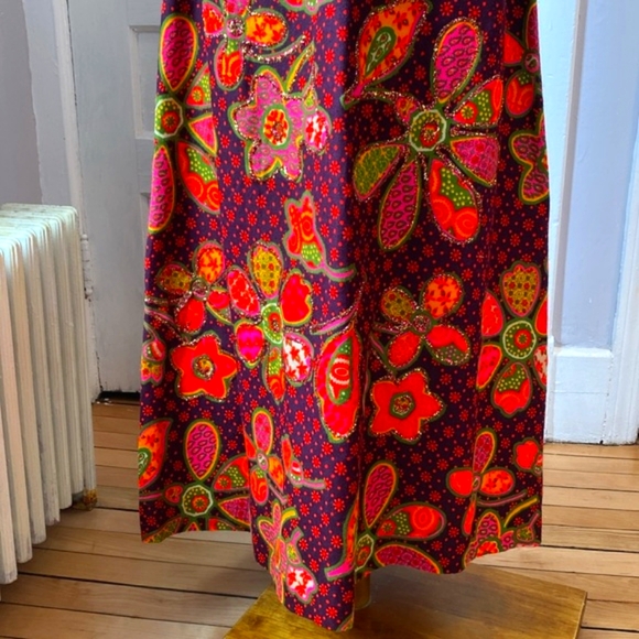 Vintage Malbe Floral Neon Mod Maxi Skirt, Size 15/16 - Picture 13 of 17